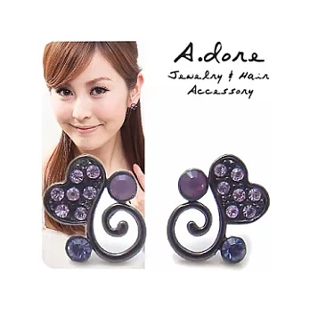 【A.dore】蒙馬特之戀˙甜心水晶耳環-黑紫˙耳夾式