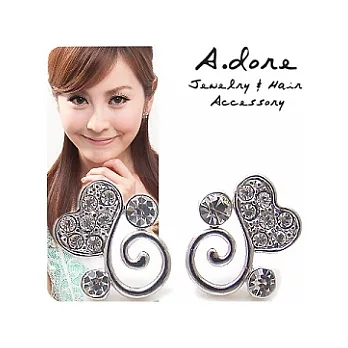 【A.dore】蒙馬特之戀˙甜心水晶耳環-銀白˙耳夾式