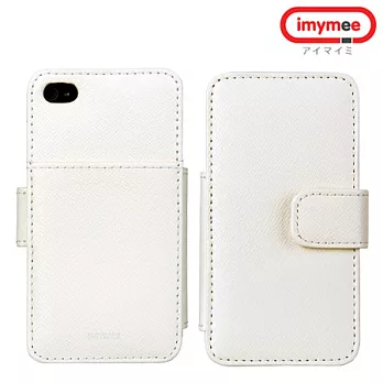 imymee Diary Leather Case iPhone 4S專用悠遊風側掀式真皮皮套十字紋白