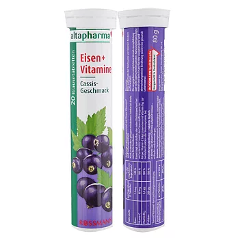 德國Rossmann 鐵+維他命E發泡錠 - Eisen + Vitamine(黑醋栗)20錠-可超商取貨