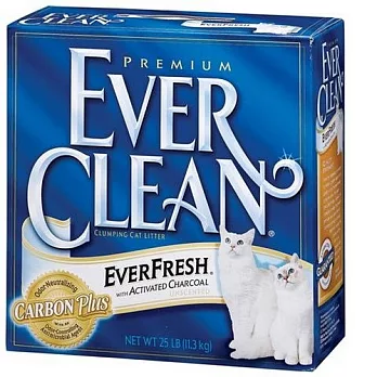 藍鑽 EVER CLEAN-雙重活性碳低過敏結塊貓砂(白標)25LB