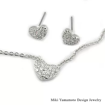 【山本美樹】滿心 奧地利水晶項鍊耳環套組(銀色)