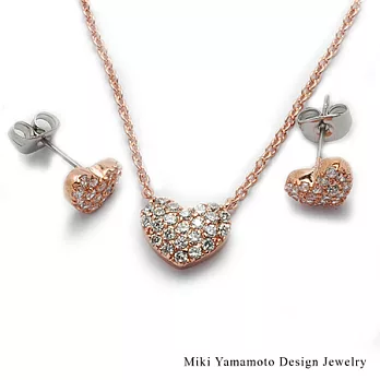 【山本美樹】滿心 奧地利水晶項鍊耳環套組(玫瑰金)