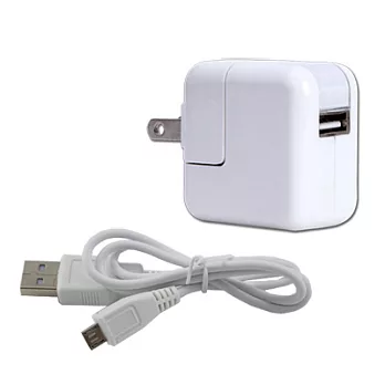 doocoo iTofu 2.1A micro USB 認證充電組白色