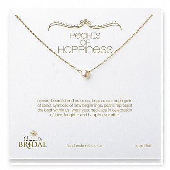 【Dogeared】美國品牌祈願K金項鍊~小白珍珠K金黃 16英吋