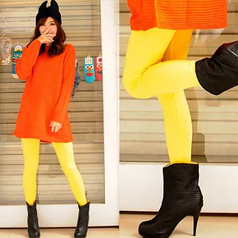 【Lady c.c.】韓版變化美型素色內搭褲(黃)