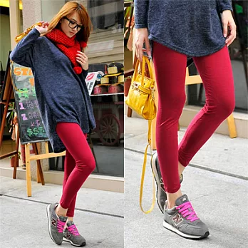 【Lady c.c.】韓版變化美型素色內搭褲(暗紅)