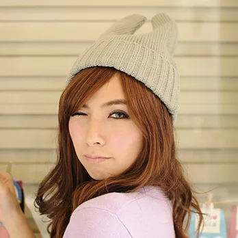 【Lady c.c.】韓流萌系惡魔角保暖毛帽(灰)