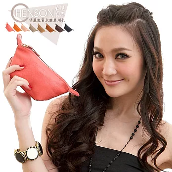 【嚴選CHENSON真皮】俏麗氣質嚴選牛皮零錢包/輕甜莓(W00119-LR)
