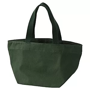 [MUJI 無印良品]棉質附拉鍊手提包/小深綠