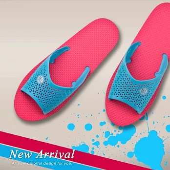 V-CUT 漾彩復古拖鞋 (藍x桃) Slim_M/藍x桃