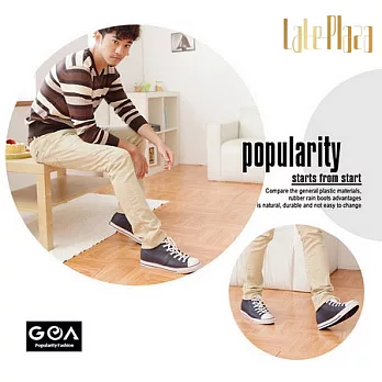 GOA街頭時尚.男款內增高帆布款橡膠雨鞋42藍