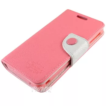 KooPin SONY Xperia VC (LT25c) 雙料縫線 側掀(立架式)皮套櫻花粉