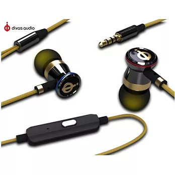 Divas DV-2013Y【全銅腔體,質感升級】入耳式耳機 皇冠黃