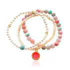 Enya★渡假風情 原石珍珠綴水鑽多鍊款手環