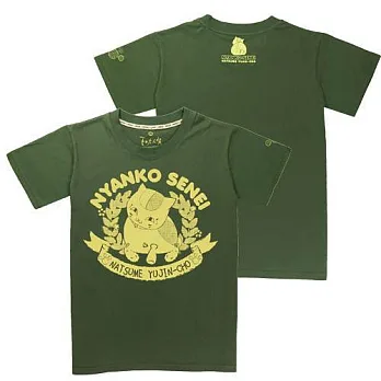 夏目友人帳-潮流T-shirt(貓咪老師)L墨綠色
