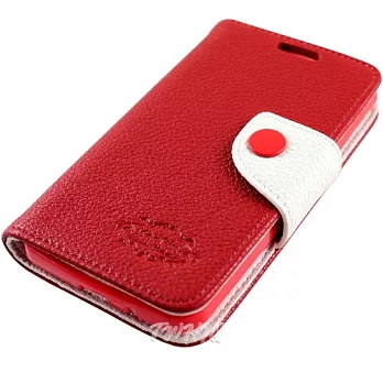 KooPin 三星 i9152 Galaxy Mega 5.8吋 雙料縫線 側掀(立架式)皮套豔情紅