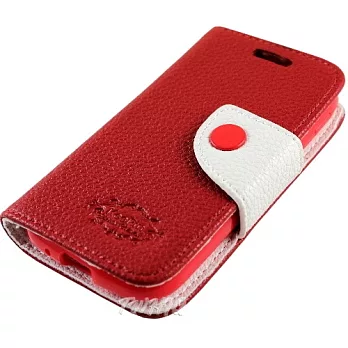 KooPin 三星 i9200 Galaxy Mega 6.3吋 雙料縫線 側掀(立架式)皮套豔情紅