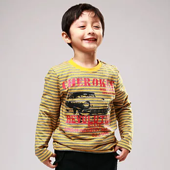 【C.H.K.】男童圓領條紋印花T恤115蜜黃色