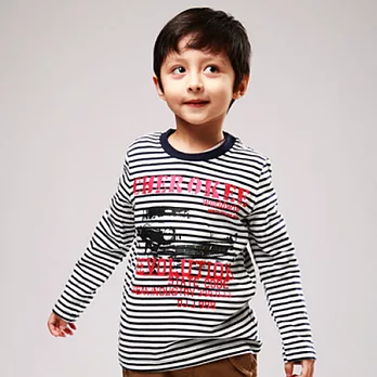 【C.H.K.】男童圓領條紋印花T恤125藏青藍