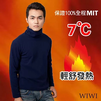 【WIWI】100%MIT輕盈超細搖粒絨高領暖氣發熱衫(湛海藍 男M-XL)M湛海藍