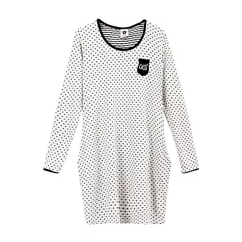 【CACO】美式街頭‧熊頭點點洋裝FREE白色