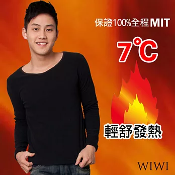 【WIWI】100%MIT輕盈雙面搖粒絨圓領暖氣發熱衫(經典黑 男M-XL)M經典黑