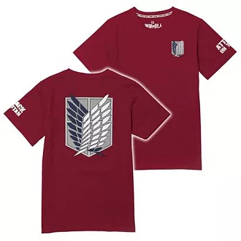 進擊的巨人-潮流T-shirt(調查兵團-酒紅)M酒紅色