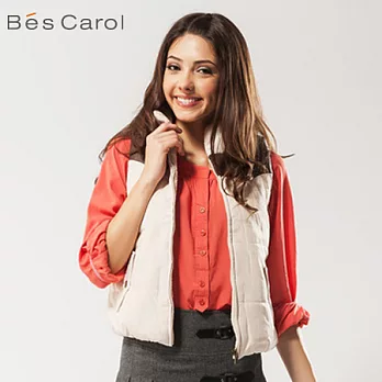【Bés Carol】女式立領棉背心外套S米