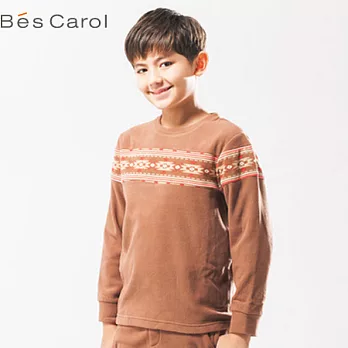 【Bés Carol】圓領印花家居套裝(上衣+褲)M咖啡