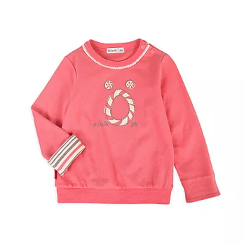 【minihope】糖果女孩蕾絲圓領上衣110嫩紅