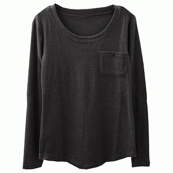 ROSE.親肌膚多彩磨毛小口袋長袖T恤10色 黑系