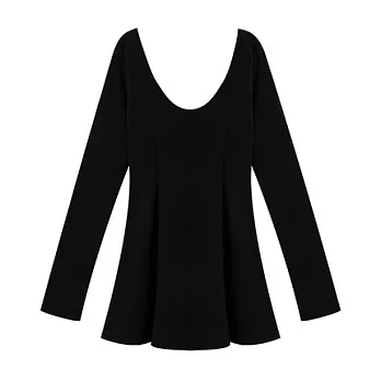 【CACO】美式休閒‧雙U領棉料短洋裝FREE黑