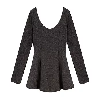 【CACO】美式休閒‧雙U領棉料短洋裝FREE深灰