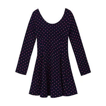 【CACO】美式休閒‧點點長袖洋裝FREE深藍色