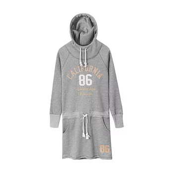 【CACO】CACO SURF‧美式休閒‧86貼布連帽連身裙/洋裝S麻花灰