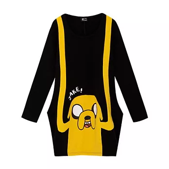 【CACO】探險活寶‧授權款‧老皮磨毛長袖連身裙/洋裝FREE黑色