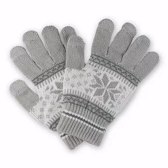雪花針織觸控保暖手套灰色