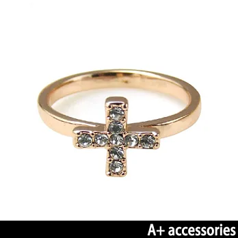 A+ accessories 韓劇 同款水鑽十字架戒指 (玫瑰金)