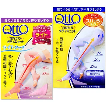 日本Qtto-Scholl睡眠機能美腿襪(翹臀褲襪+粉紅纖柔大腿襪)M組合
