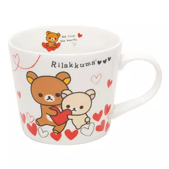 San-X 拉拉熊紅粉愛心系列馬克杯。紅愛心