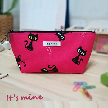 It’s mine 寬底筆袋包系列-黑貓俱樂部-桃紅