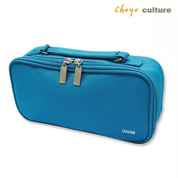 珠友 雙層超級大筆袋(L)藍