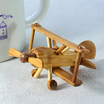 雙翼螺旋槳飛機木製模型‧清邁老實木頭