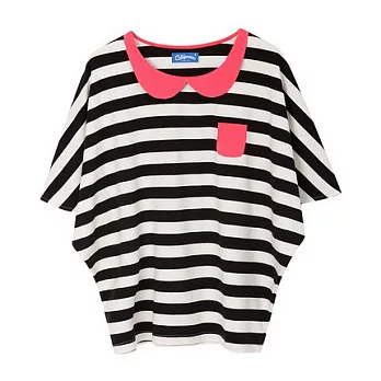 【CACO】CACO ST.美式街頭.小領條紋剪裁上衣(女)FREE黑