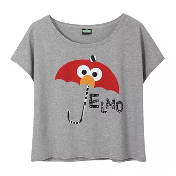 【CACO】芝麻街.授權款.ELMO雨傘寬版上衣(女)FREE麻灰