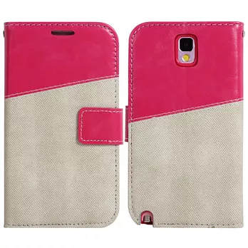 【BIEN】SAMSUNG Note 3 瘋牛仔拼色可立保護皮套 (米色)