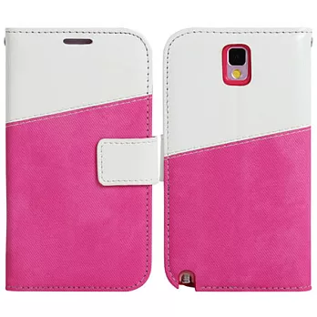 【BIEN】SAMSUNG Note 3 瘋牛仔拼色可立保護皮套 (玫紅)