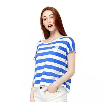 【CACO】探險活寶.授權款.阿寶橫條短上衣 (女)FREE白