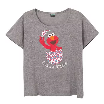 【CACO】芝麻街.授權款.ELMO蛋殼上衣(女)M麻灰